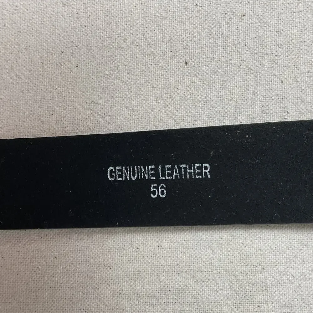 Firenze Genuine Leather Mens Size 56 Classic Black Dress Belt with Buckle NWT